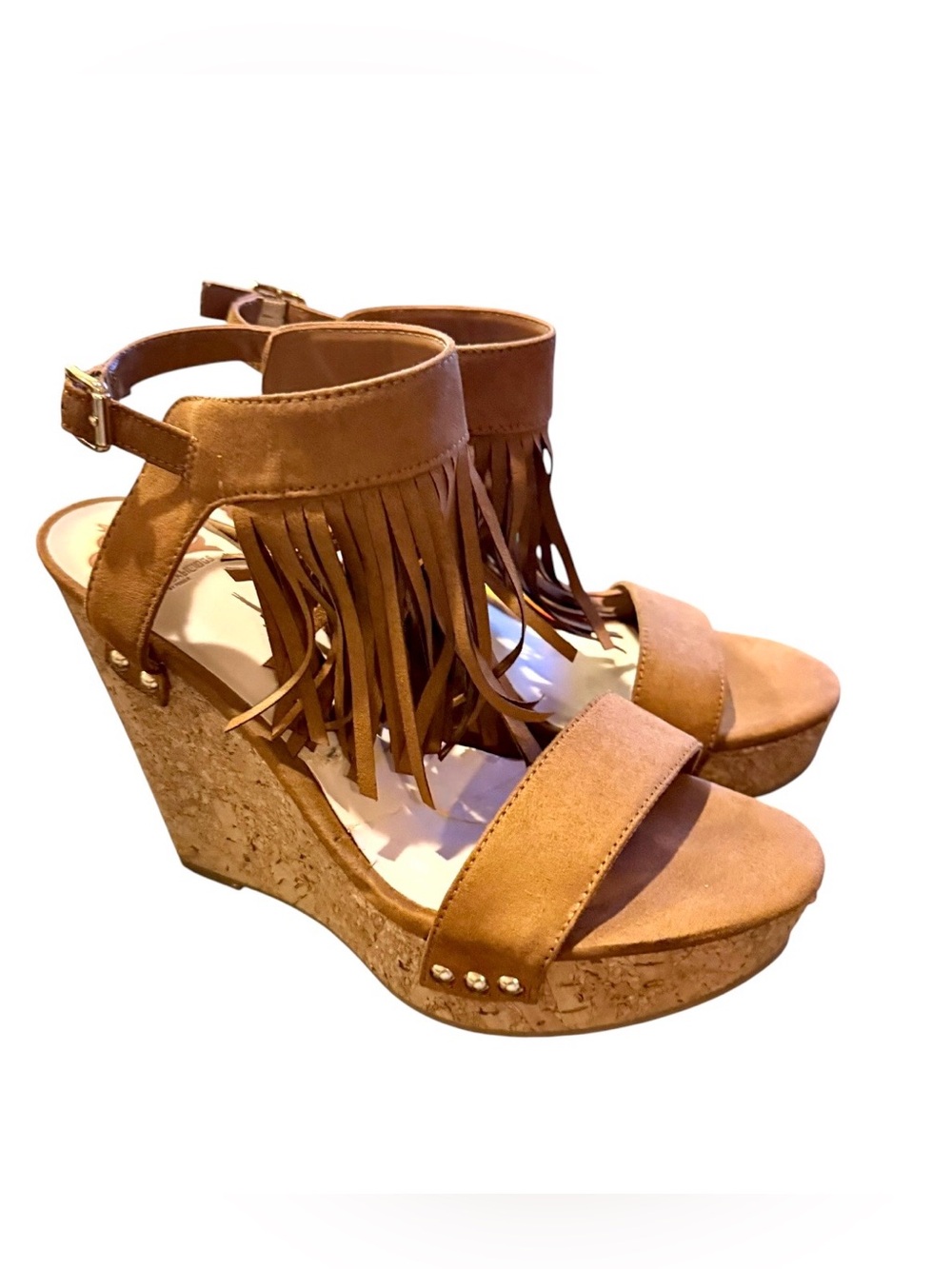 Fergalicious By Fergie Women’s Vinni Fringe Ankle Wedge Heel Sandals